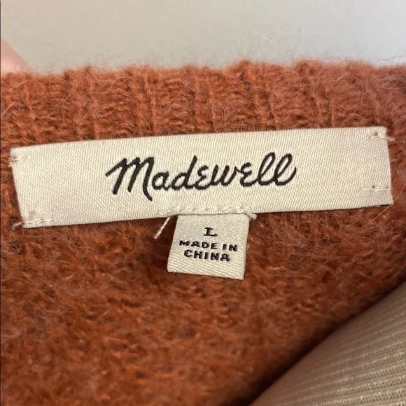 Madewell Brown V-Neck Sweater Cozy Knit - Picture 2 of 6